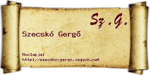 Szecskó Gergő névjegykártya