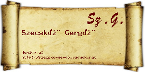Szecskó Gergő névjegykártya